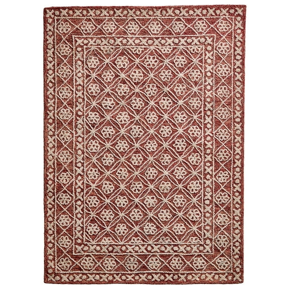 Better Homes & Gardens Rust/Beige Floral Trellis Indoor Area Rug, 5' x 7'