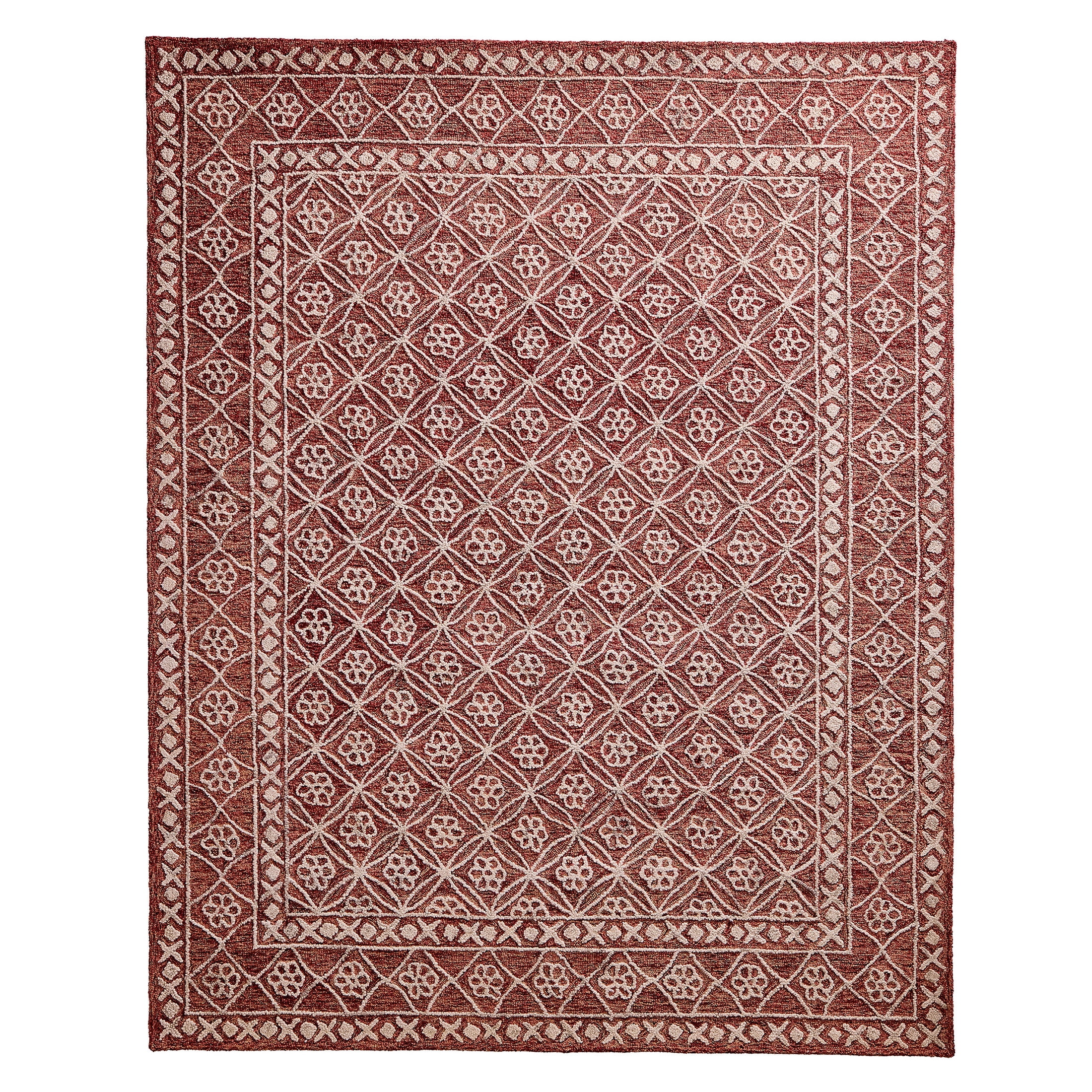 Better Homes & Gardens Rust/Beige Floral Trellis Indoor Area Rug, 8' x 10'