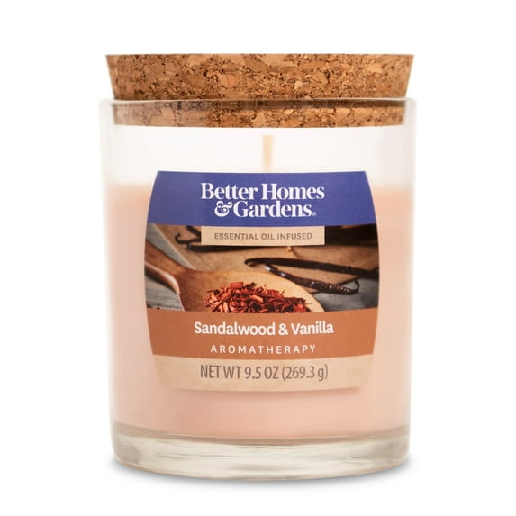 Better Homes & Garden Sandalwood & Vanilla Aromatherapy 9.5oz Jar Candle, Off-White