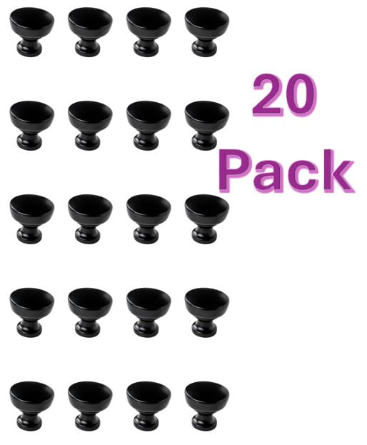 Better Homes & Gardens 1-1/4" (32 mm) Modern Knob, Matte Black, 20 Pack