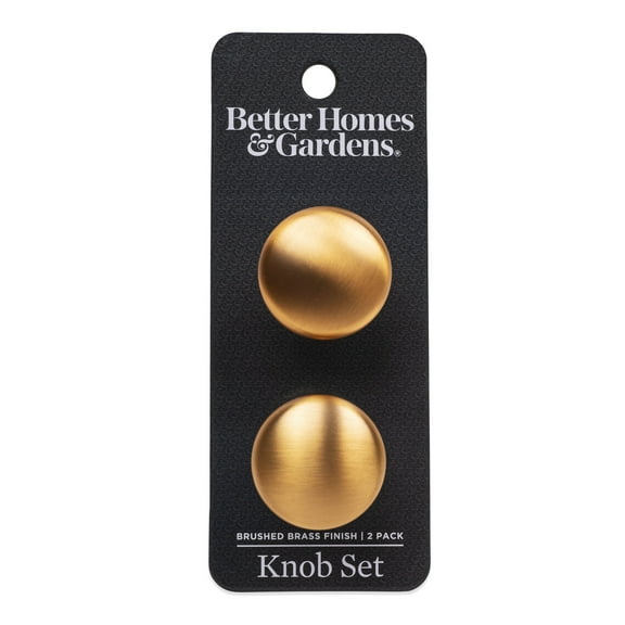 Better Homes & Gardens 1-3/16" (30mm) (4oz) Round Knob, Brushed Brass, 2 Pack