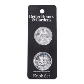 Better Homes & Gardens 1-3/16" (30mm) Clear Glass Bubble Knob, Chrome, 2 Pack