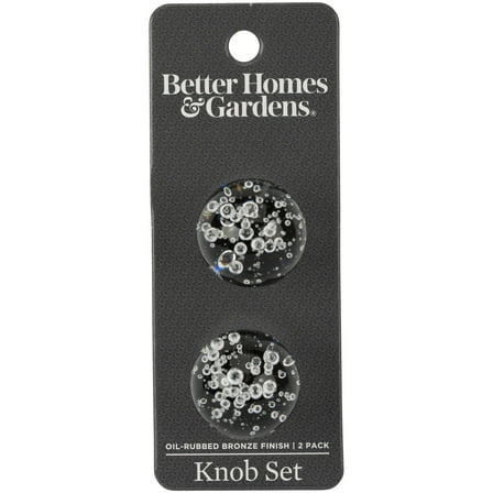 Better Homes & Gardens 1-3/16" (30mm) Clear Glass Bubble Knob, Oil Rubbed Bronze, 2 Pack