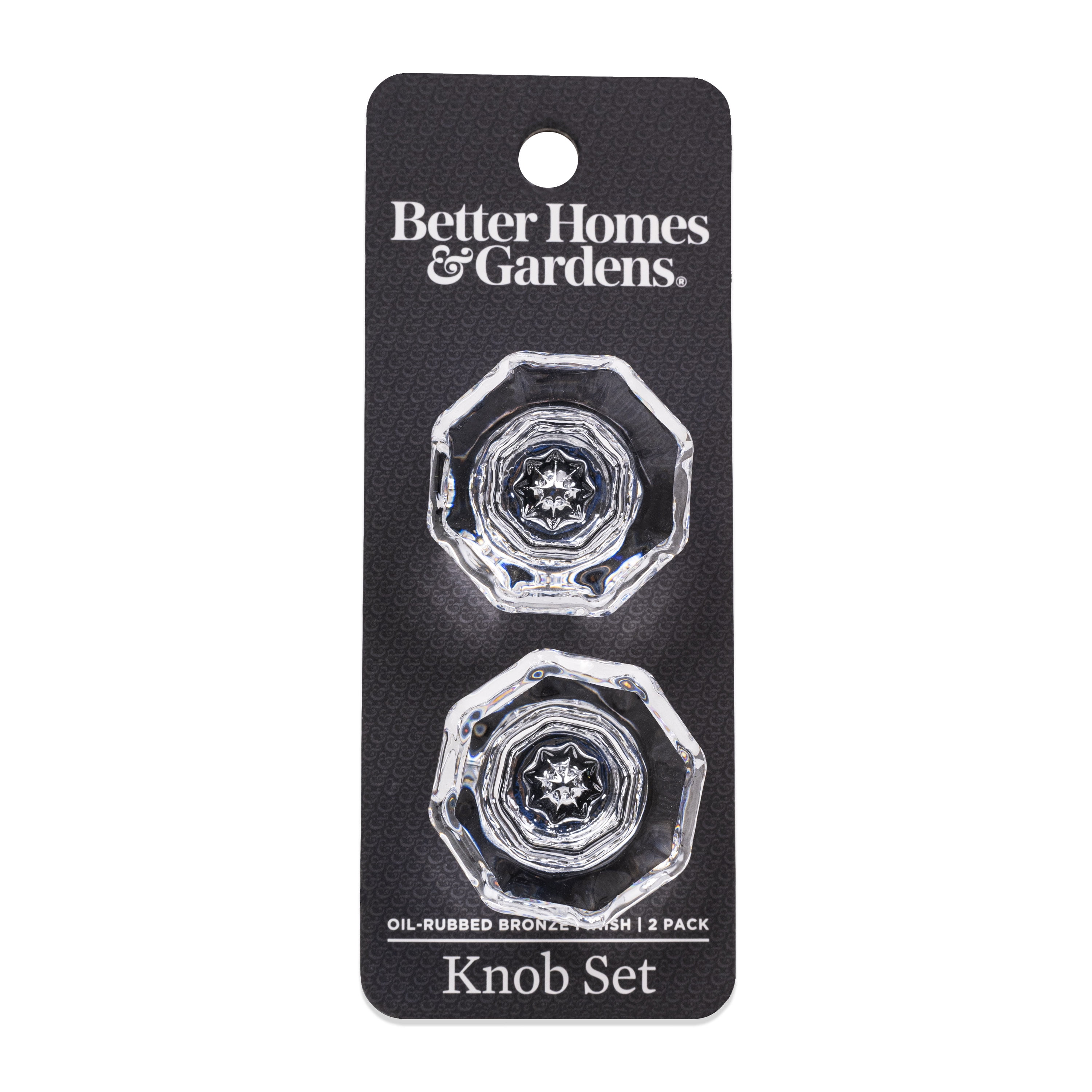 Better Homes & Gardens 1-3/16" (30mm) Clear Glass Bubble Knob, Oil Rubbed Bronze, 2 Pack