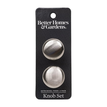 Better Homes & Gardens 1-3/16" (30mm) Round Knob, Satin Nickel, 1.08lb,  2 Pack