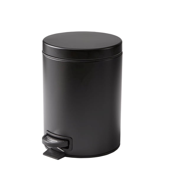 Better Homes & Gardens 1.3 Gallon Matte Black Metal Bathroom Wastebasket with Removable Liner