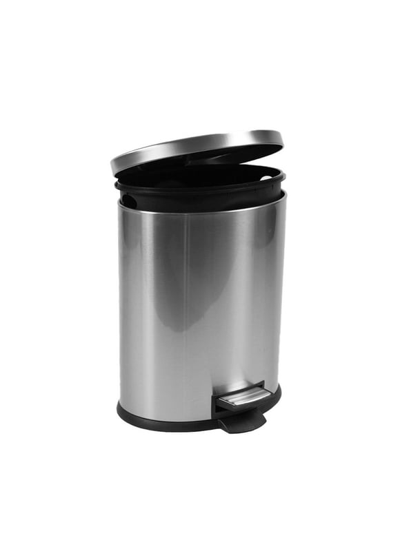 Better Homes & Gardens 1.3 Gallon Trash Can, Oval Bathroom Trash Can, Stainless Steel