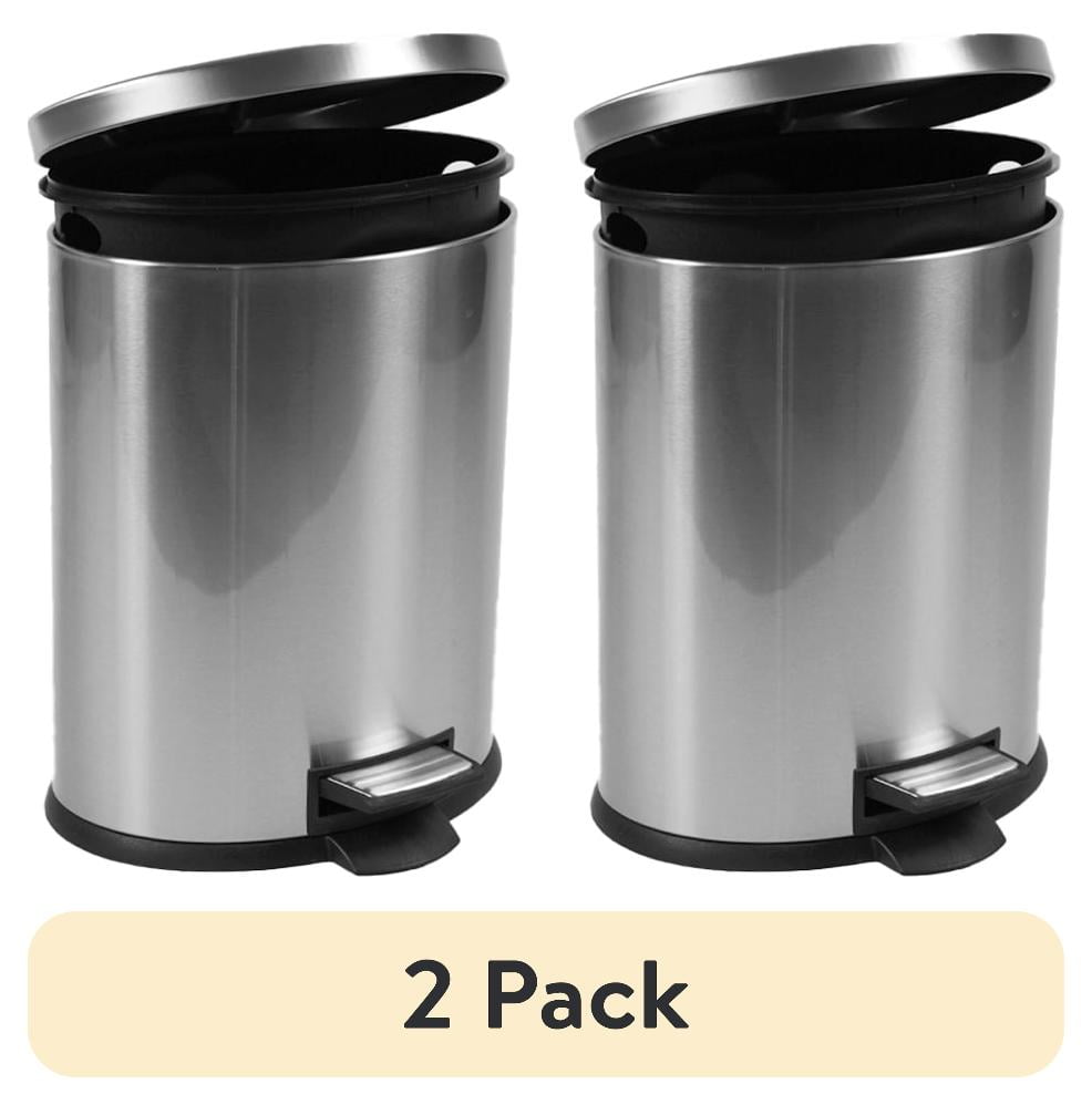 (2 pack) Better Homes & Gardens 1.3 Gallon Trash Can, Oval Bathroom ...