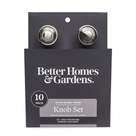 Better Homes & Gardens 1-5/16" (33mm) Turned Knob, Satin Nickel, 10 Pack