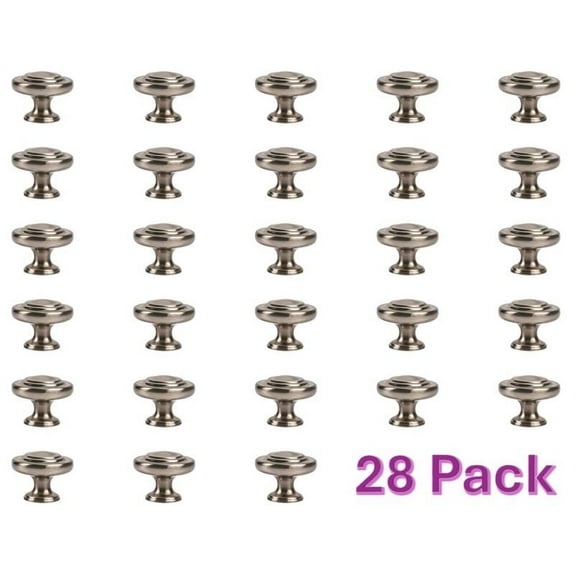 Better Homes & Gardens 1-5/16" (33mm) Turned Knob, Satin Nickel, 28 Pack