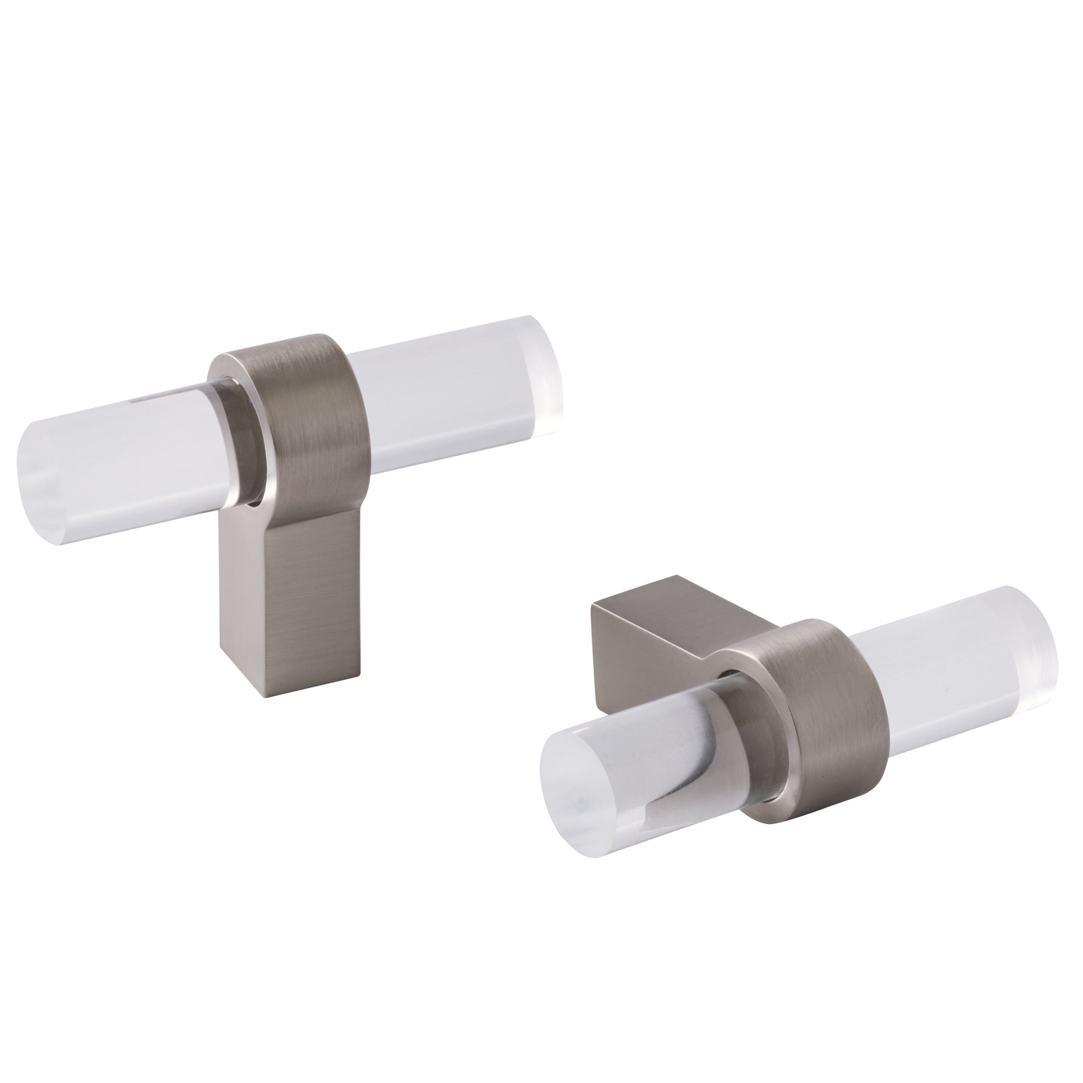Better Homes & Gardens Acrylic Bar Knob, 2 Pack, Brushed Nickel