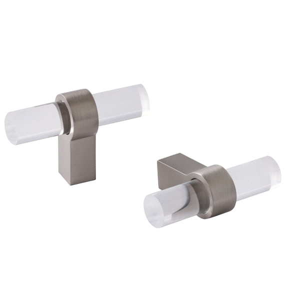 Better Homes & Gardens Acrylic Bar Knob, 2 Pack, Brushed Nickel