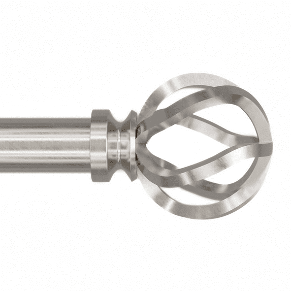 Better Homes & Gardens 1" Plated Nickel Cage Adjustable Single Curtain Rod Set 42"-120"