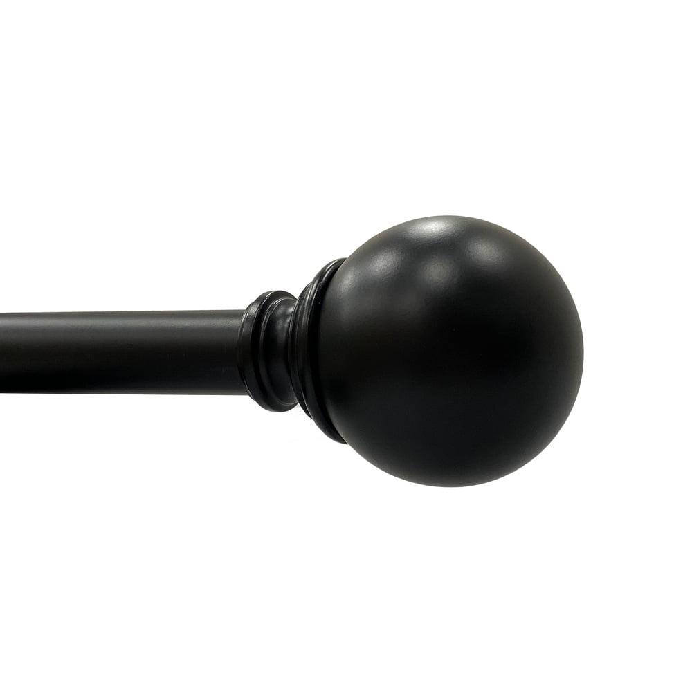 Better Homes & Gardens 1" Matte Black Metal Ball Single Curtain Rod 120-180"
