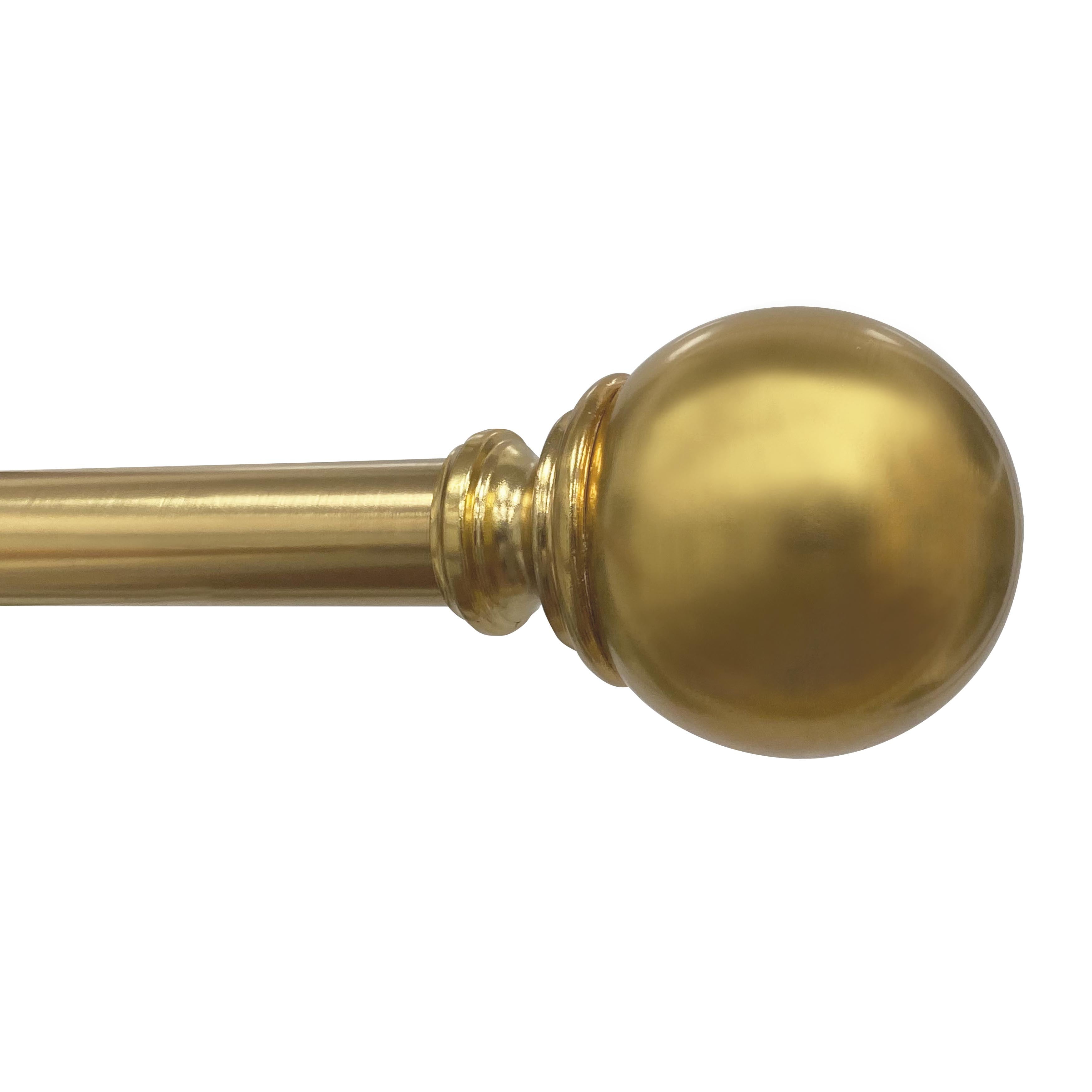 Better Homes & Gardens 1 in Brass Finish Metal Ball Adjustable Curtain Rod, 42 in to 120 in
