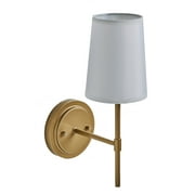 Better Homes & Gardens 1-Light Wall Sconce Burnished Brass with Fabric Shade with Bulb
