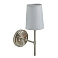 thumbnail image 1 of Better Homes & Gardens 1-Light Indoor Wall Sconce, Satin Nickel Finish, White Shade, Bulb Included, 1 of 10