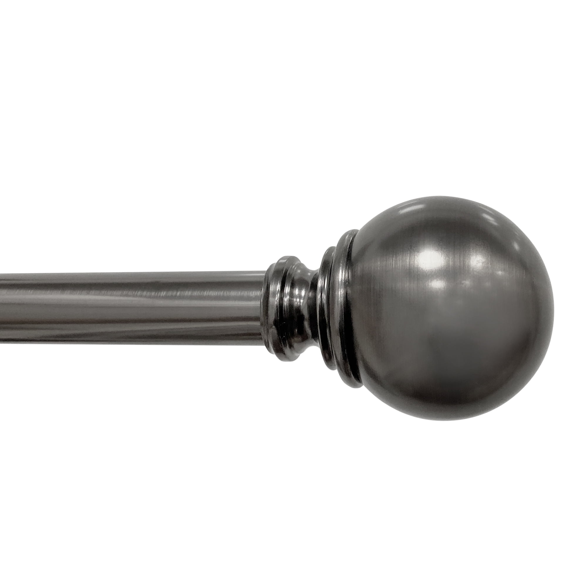 Better Homes & Gardens 1 in Pewter Metal Ball Single Curtain Rod, 42-120 in