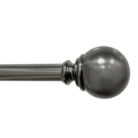 Better Homes & Gardens 1" Pewter Metal Ball Single Curtain Rod 42-120 Inches