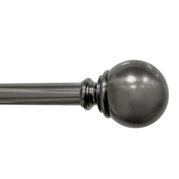 Better Homes & Gardens 1" Pewter Metal Ball Single Curtain Rod 42-120 Inches