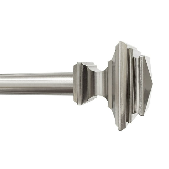 Better Homes & Gardens Metal Square Single Curtain Rod Brushed Nickel 120-180 Inch