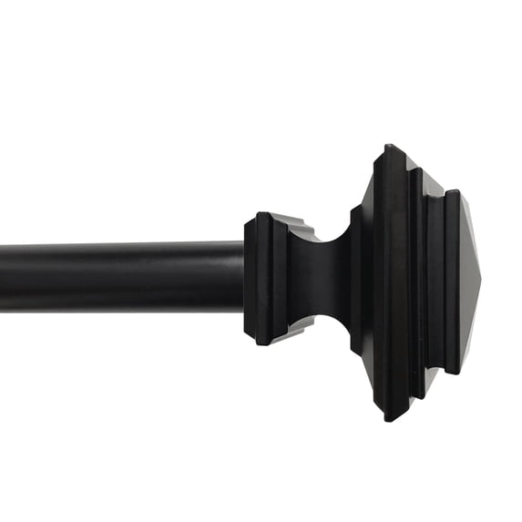 Better Homes & Gardens 1” Metal Square Single Curtain Rod, Matte Black, 42-120”