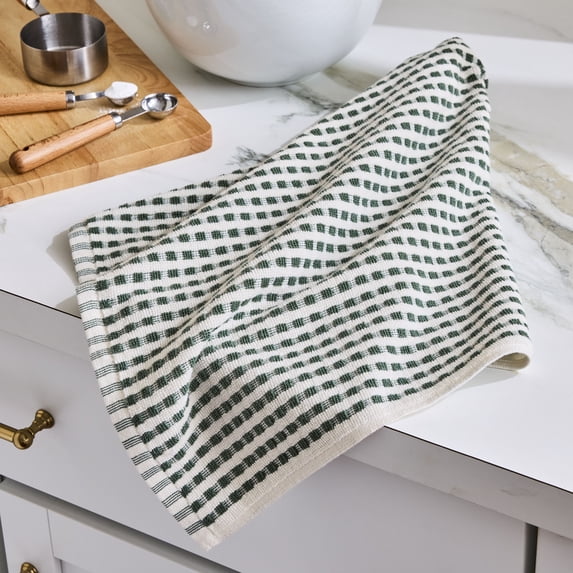 Better Homes & Gardens 1-Pack 18"x28" Terry Gingham Kitchen Towel, Green Ash