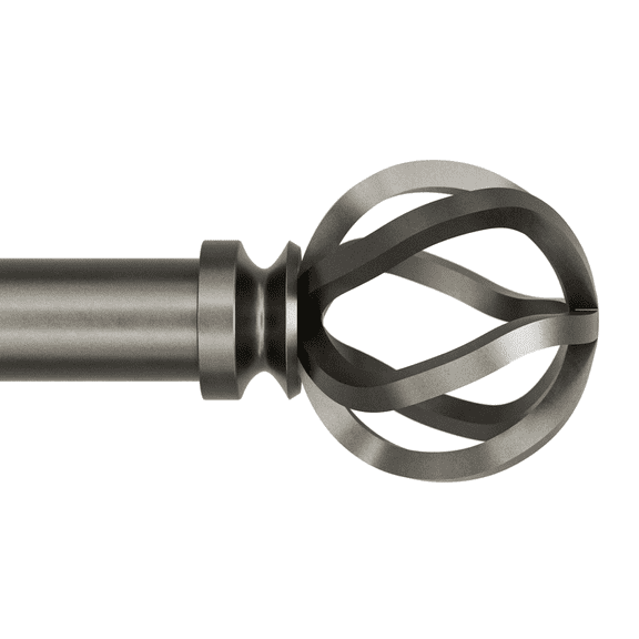 Better Homes & Gardens 1" Pewter Cage Adjustable Single Curtain Rod Set, 42" to 120"