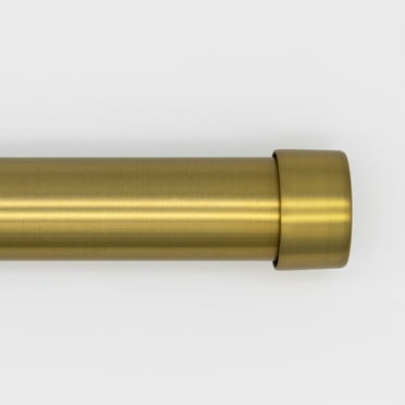 Better Homes & Gardens 1" Plated Brass Simple Cap, 42" to 120" Width, Single Curtain Rod Set