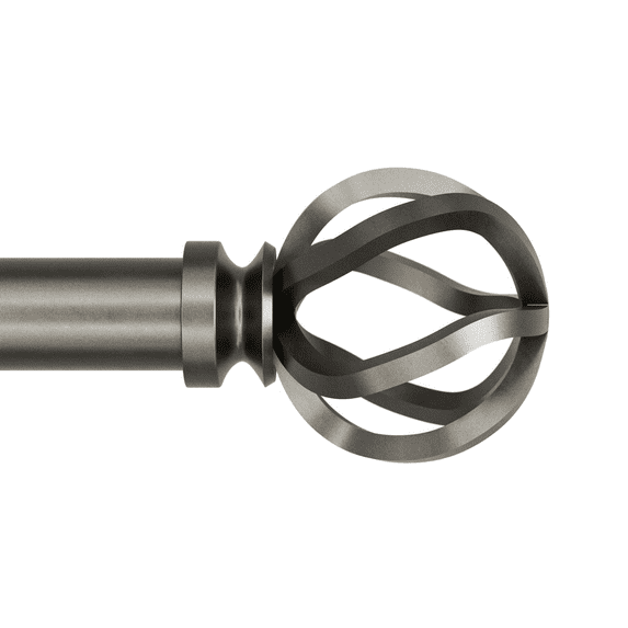 Better Homes & Gardens 1" Pewter Cage Adjustable Single Curtain Rod Set, 120-180"