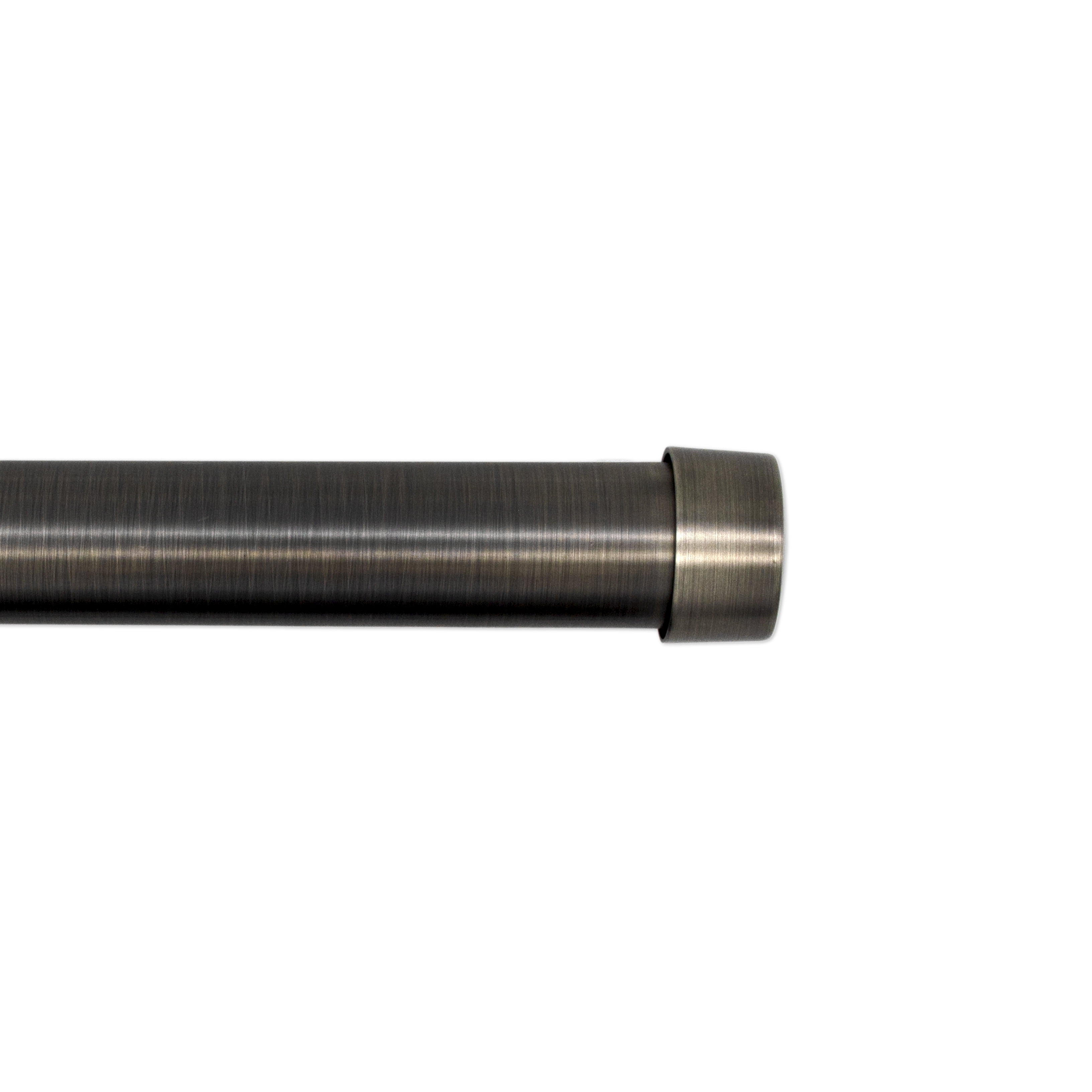 Better Homes & Gardens 1 in Plated Pewter Cap Adjustable Single Curtain Rod Set, 42-120 in