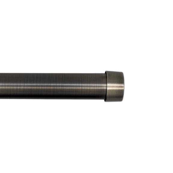 Better Homes & Gardens 1" Plated Pewter Cap Adjustable Single Curtain Rod Set, 42-120"