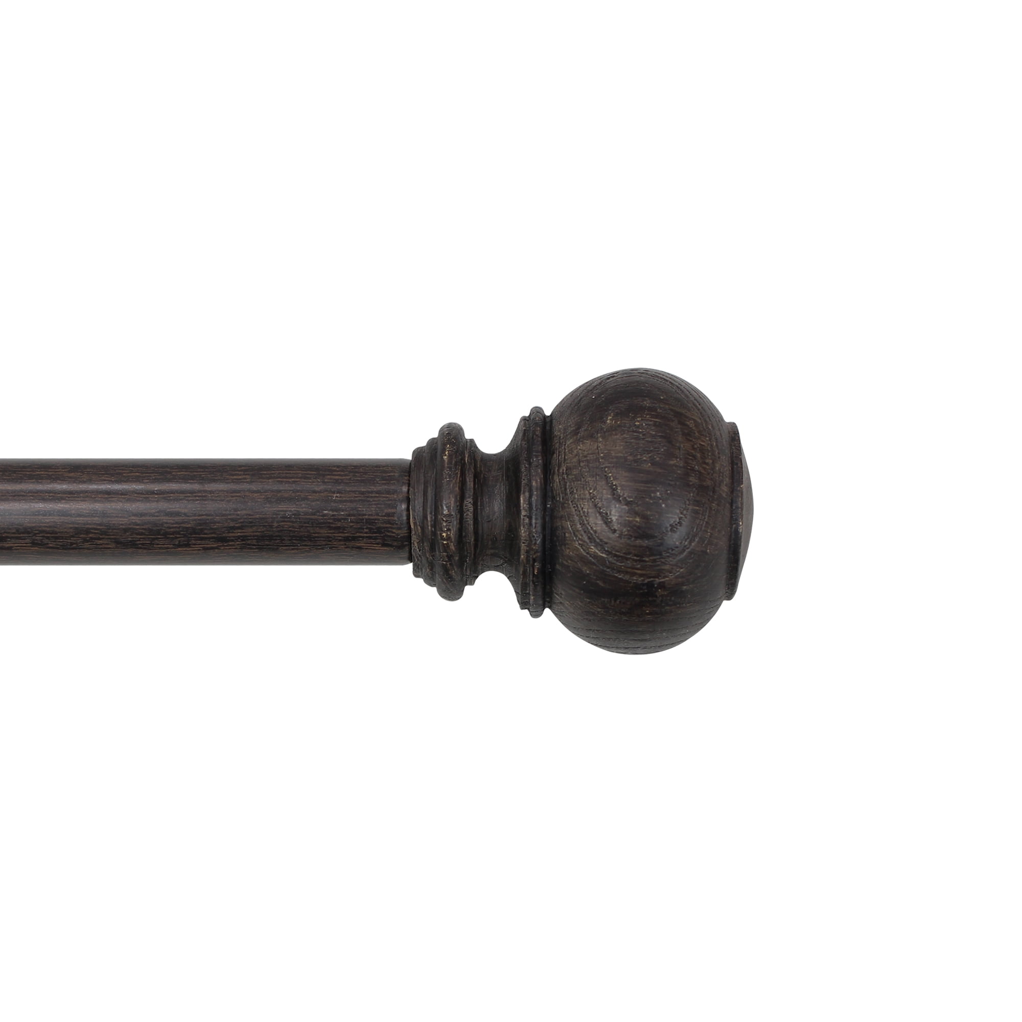 Better Homes & Gardens 1" Faux Tobacco Oak Knob Single Curtain Rod, 32-120"