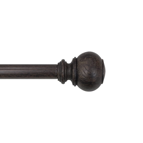 Better Homes & Gardens 1" Faux Tobacco Oak Knob Single Curtain Rod, 32-120"