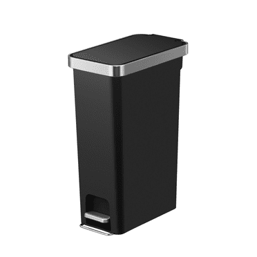 Better Homes & Gardens Kitchen Trash Can, 10.5 Gallon, Plastic Step on Garbage Bin, Black