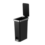 Better Homes & Gardens Slim Kitchen Trash Can, 10.5 Gallon Plastic Step Garbage Bin with Soft Close Lid, Black