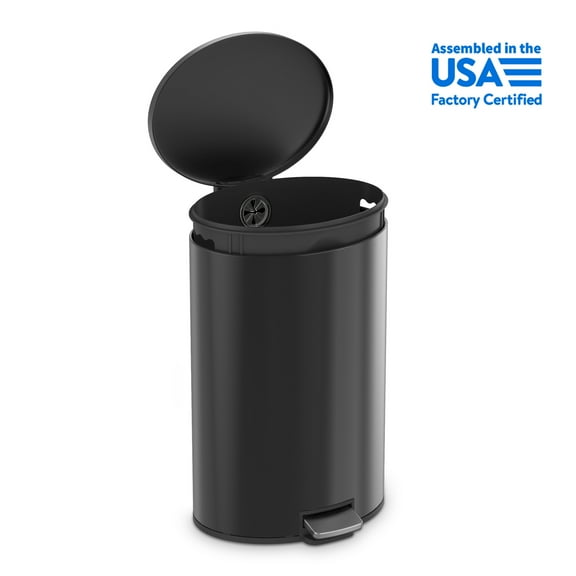 Better Homes & Gardens Kitchen Trash Can, 10.5 Gallon Stainless Steel Oval Step Garbage Bin with Soft Close Lid, Black