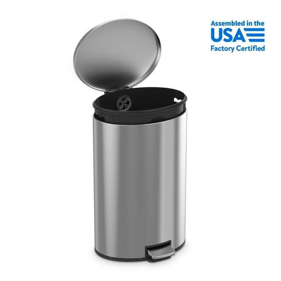 Better Homes & Gardens Kitchen Trash Can, 10.5 Gallon Stainless Steel Oval Step Garbage Bin with Soft Close Lid, Silver