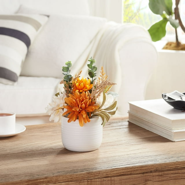 Better Homes & Gardens 10" Artificial Orange and White Mixed Flower