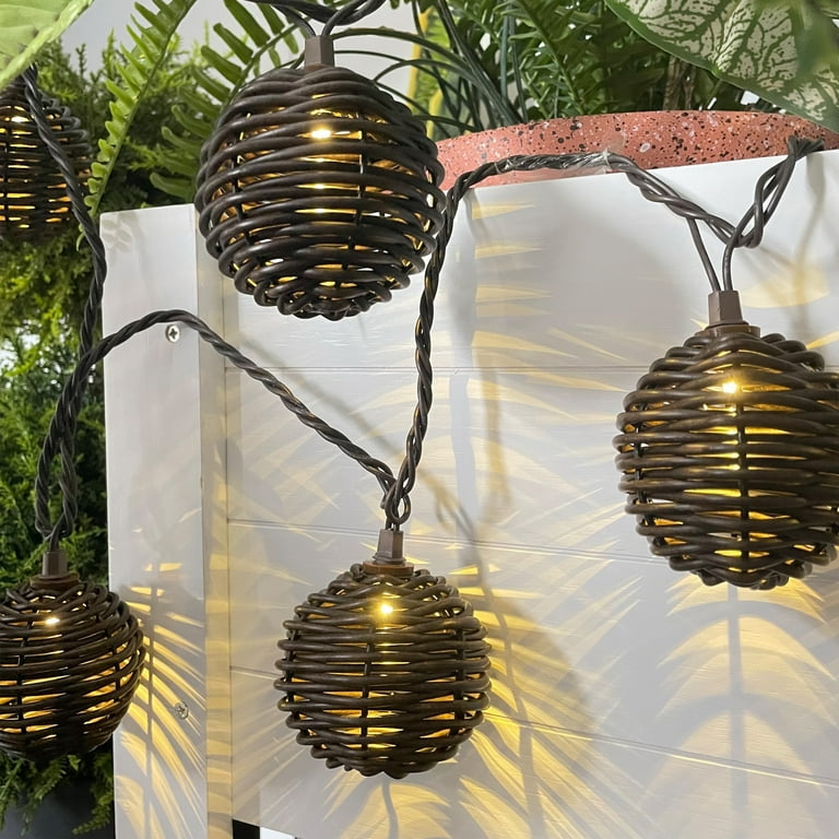 Better Homes & Gardens 10-Count Rattan Grapevine Outdoor String Lights 