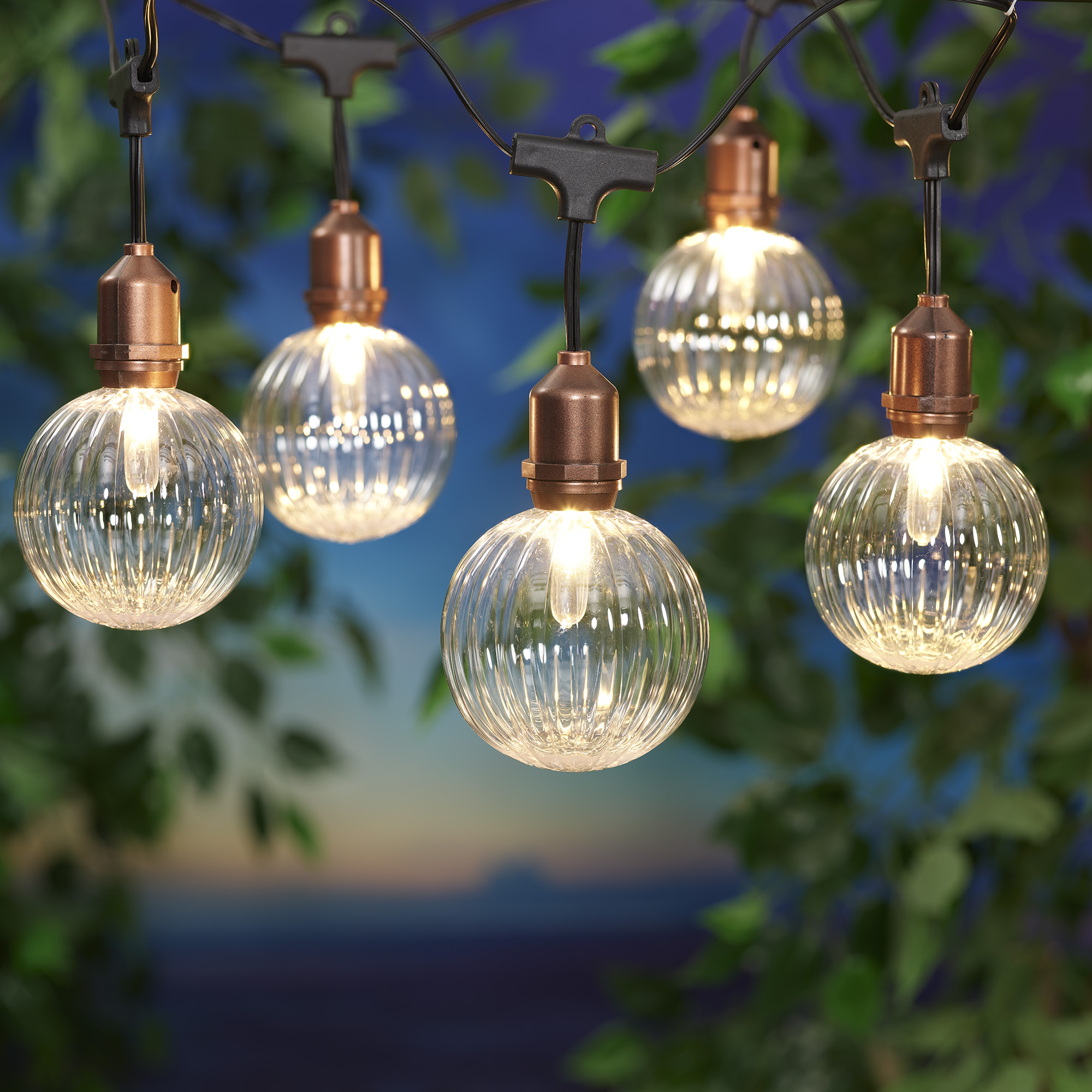 Better Homes & Gardens 10-Count Warm White LED Ribbed Outdoor String Lights - image 1 of 9