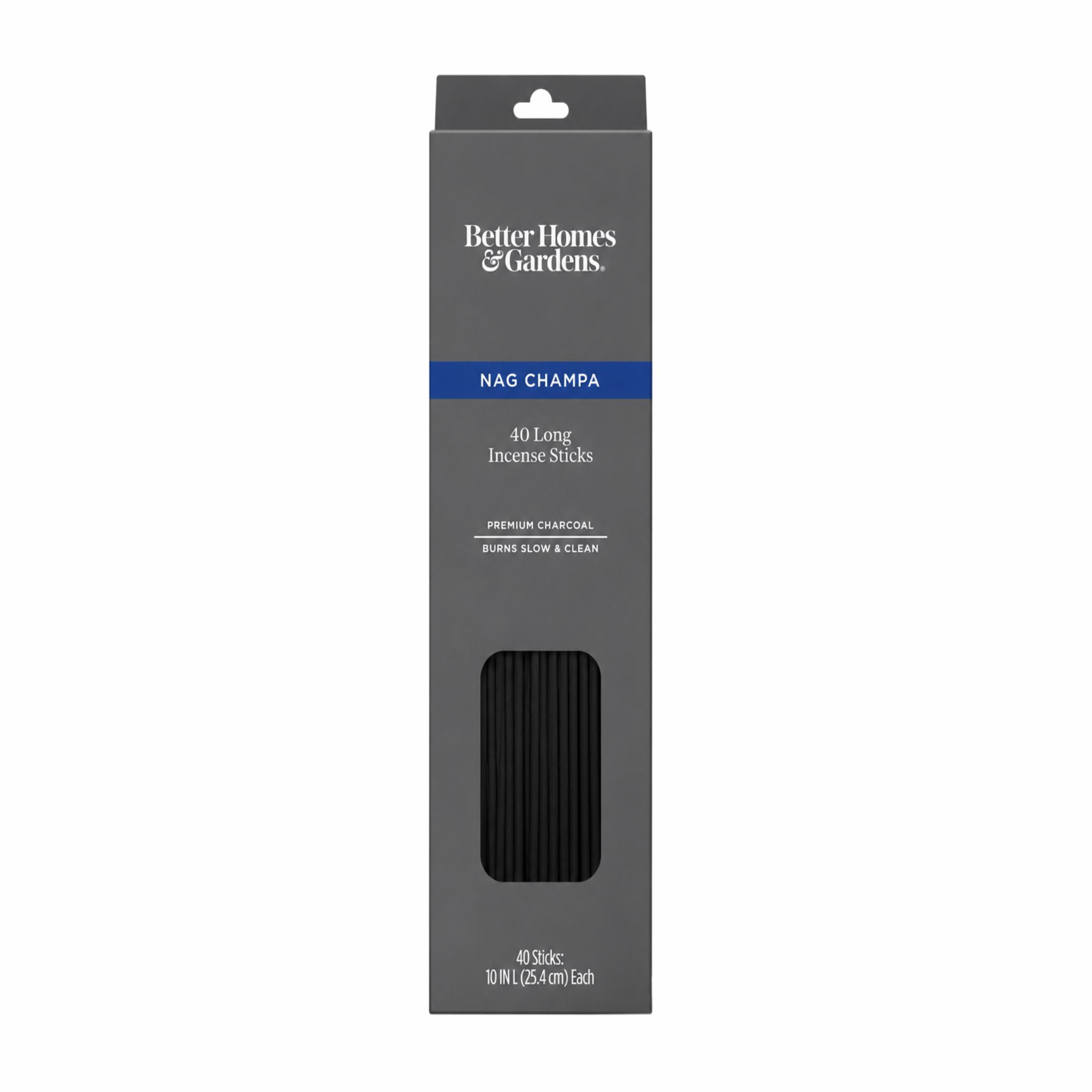 Better Homes & Gardens 10” Premium Charcoal Incense Sticks, Nag Champa, 40 Pack