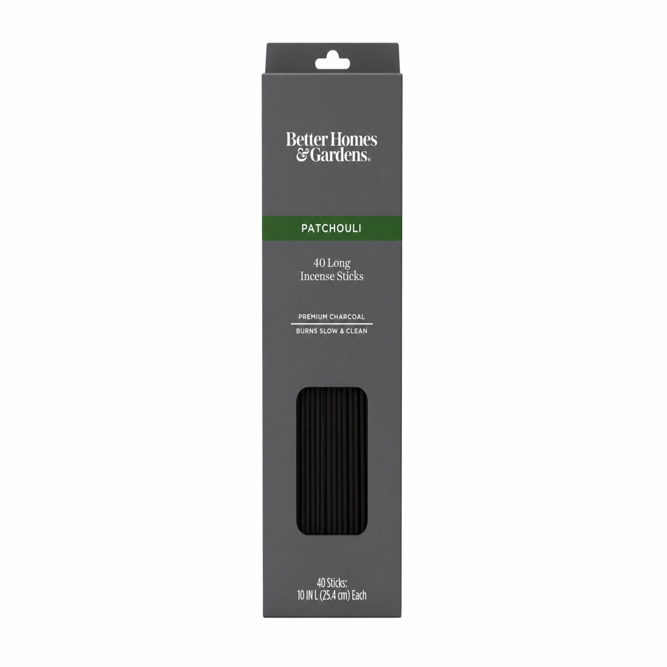 Better Homes & Gardens 10” Premium Charcoal Incense Sticks, Patchouli, 40 Pack