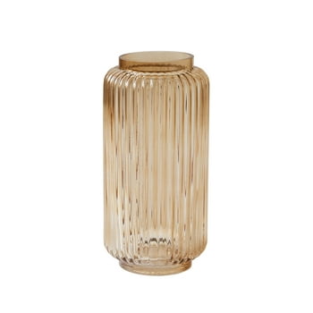Better Homes & Gardens Ribbed Glass Vase, 10", Champagne