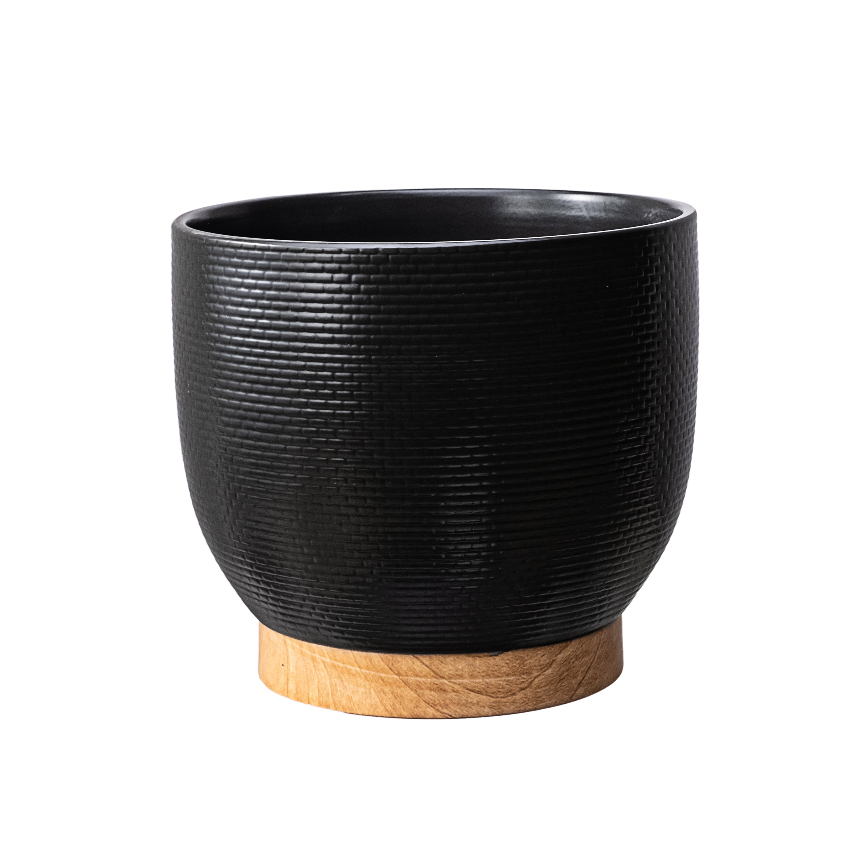Better Homes & Gardens 10 inch Black Ceramic Planter with Woven