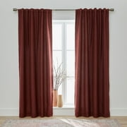 Better Homes & Gardens 100% Blackout Linen Blend Single Curtain, 50x84, Deep Redwood