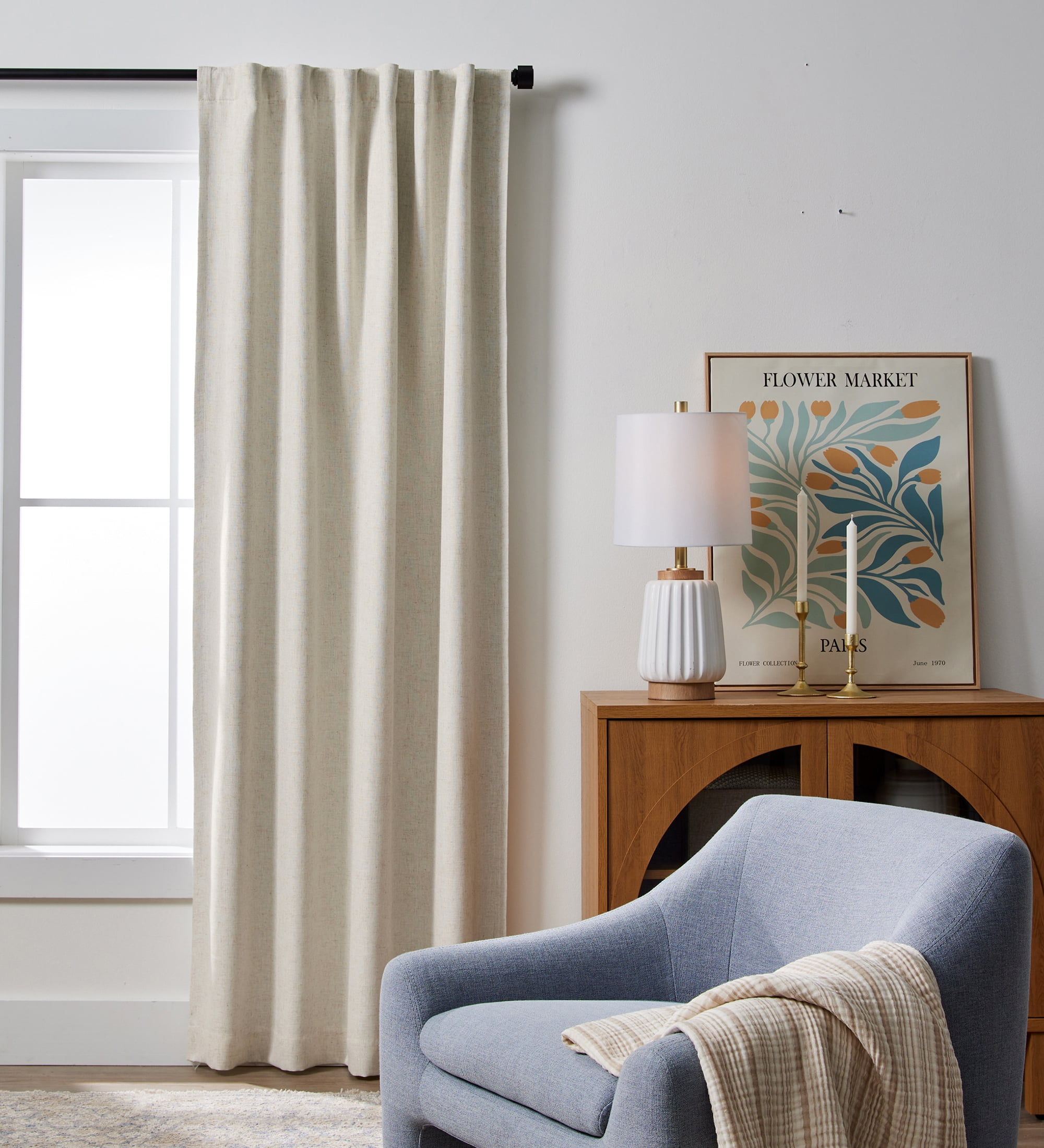 Better Homes & Gardens Blackout Linen Blend Curtain Panel 50x84
