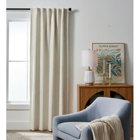 Better Homes & Gardens 100% Blackout Linen Blend Single Curtain, 50x84, Vanilla Dream