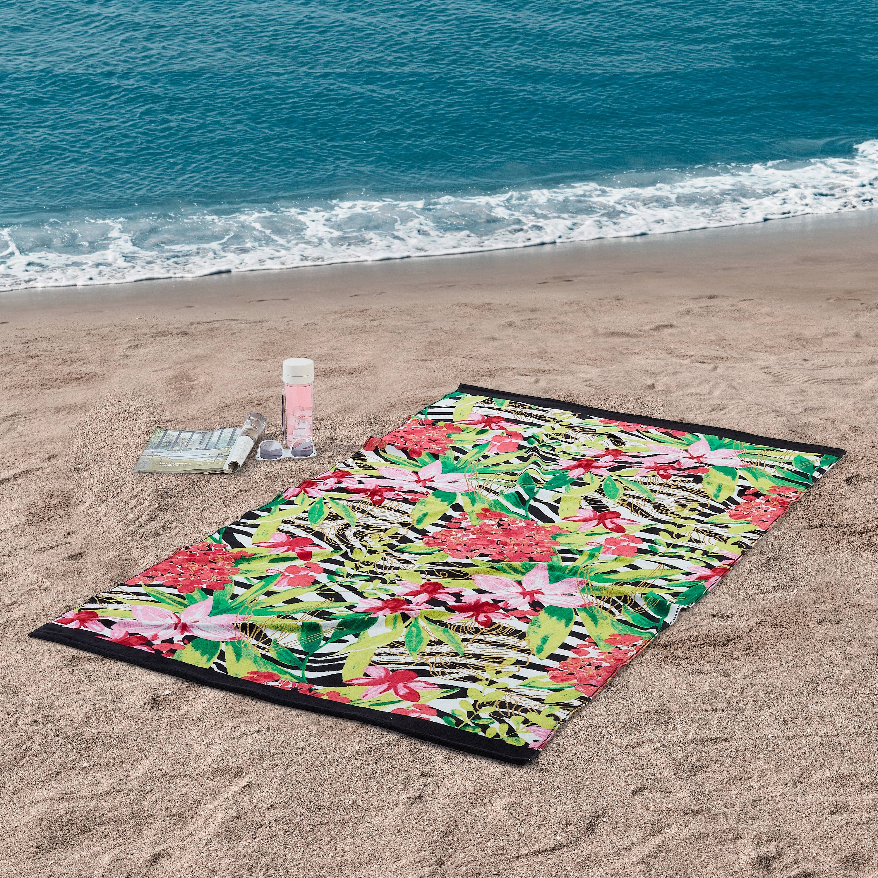 Better Homes & Gardens 100% Cotton 40" x 72" Metallic Tropical Printed Beach Towel, 1 Each - image 1 of 4