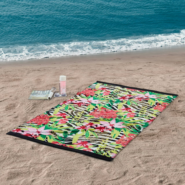Better Homes & Gardens 100% Cotton 40" x 72" Metallic Tropical Printed Beach Towel, 1 Each